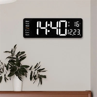 Electronic 16" Digital Desk Alarm Clock LCD Display Desk Temperature Date Day - Image 1 of 4