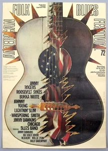 AMERICAN FOLK BLUES FESTIVAL rare vintage original Frankfurt 1972 poster KIESER - Picture 1 of 5