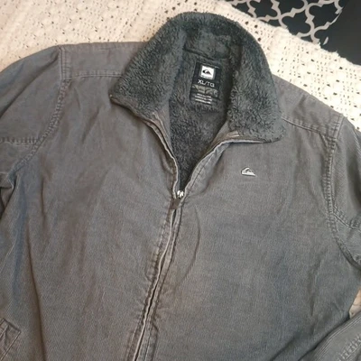 Chaqueta De Colección Quicksilver Para Hombres XL Pana Forrada Sherpa Y2K Cremallera Surf Gris Tarea  Foto 1 de 4