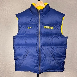 Michigan Wolverines Vintage Nike 90s Large Duck Down Reversible Puffer Vest  - Bild 1 von 7