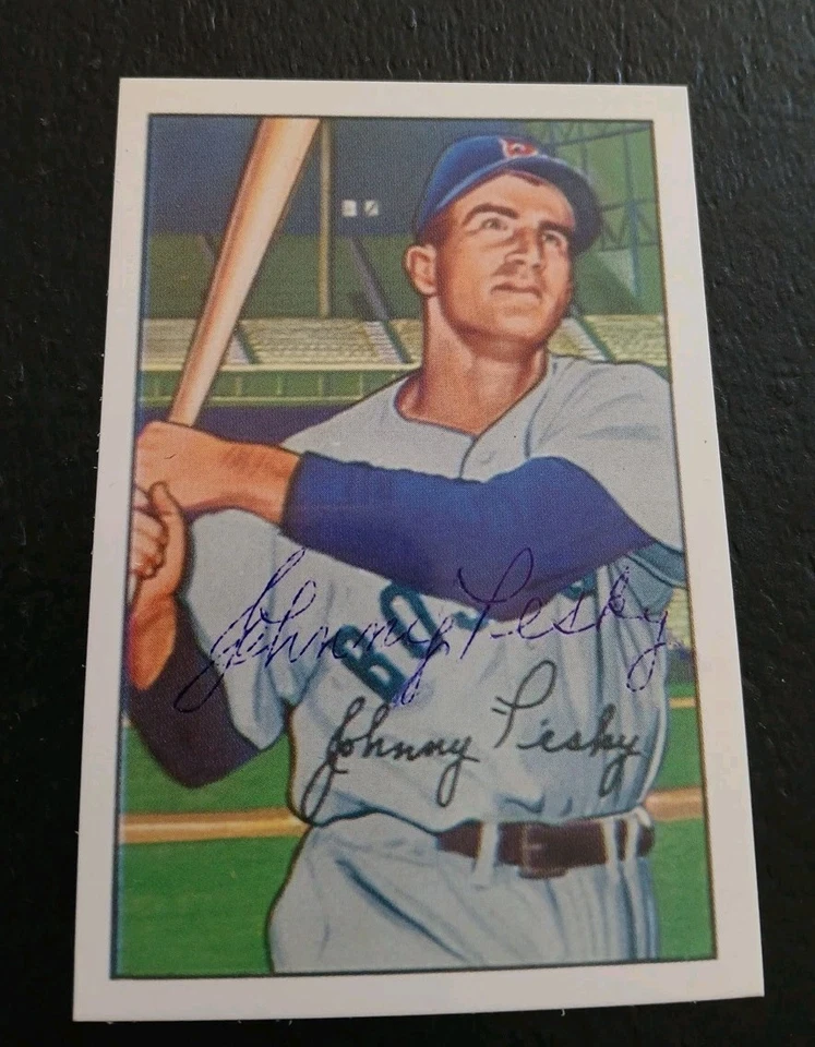 1952 Bowman # 45 1987 Reprint Johnny Pesky Signed Red Sox Auto NM-MT  - Image 1 of 2