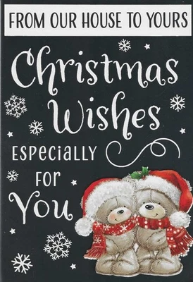 POPPYHILL FROM OUR HOUSE TO YOURS CHRISTMAS CARD WITH SILVER FOIL BACKGROUND