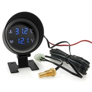 Car LCD Digital Display Blue LED Voltmeter Water Temp Gauge Meter With Sensor - Imagen 1 de 11