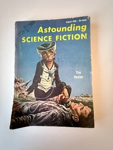 VINTAGE ASTOUNDING SCIENCE FICTION - AUGUST 1956 - THE HEALER PULP SF MAG - Picture 1 of 3