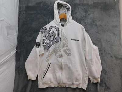 Толстовка с капюшоном мужская большая белая серая на молнии Crown Lion графика - Изображение 1 из 4