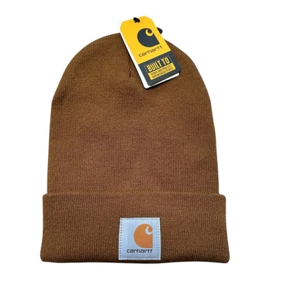 Gorro CARHARTT marrón tejido puños talla única nuevo con etiquetas parche con logotipo Foto 1 de 4