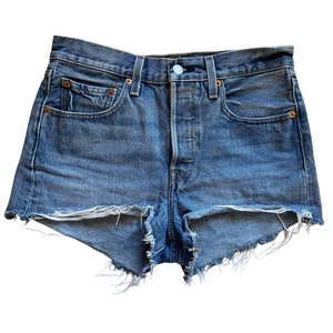 Levi’s 501 Medium Wash Cut Off High Waisted Cotton Denim Shorts Size 27 - Bild 1 von 14