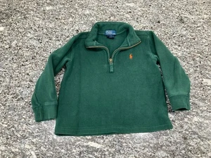 Boys Polo Ralph Lauren 4T Pony Green Orange 1/4 Zip Sweater Preppy - Picture 1 of 7