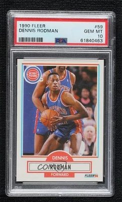 1990 - 91 Fleer Dennis Rodman #59 PSA 10 GEM MT 名人堂 — 第 1/2 张图片