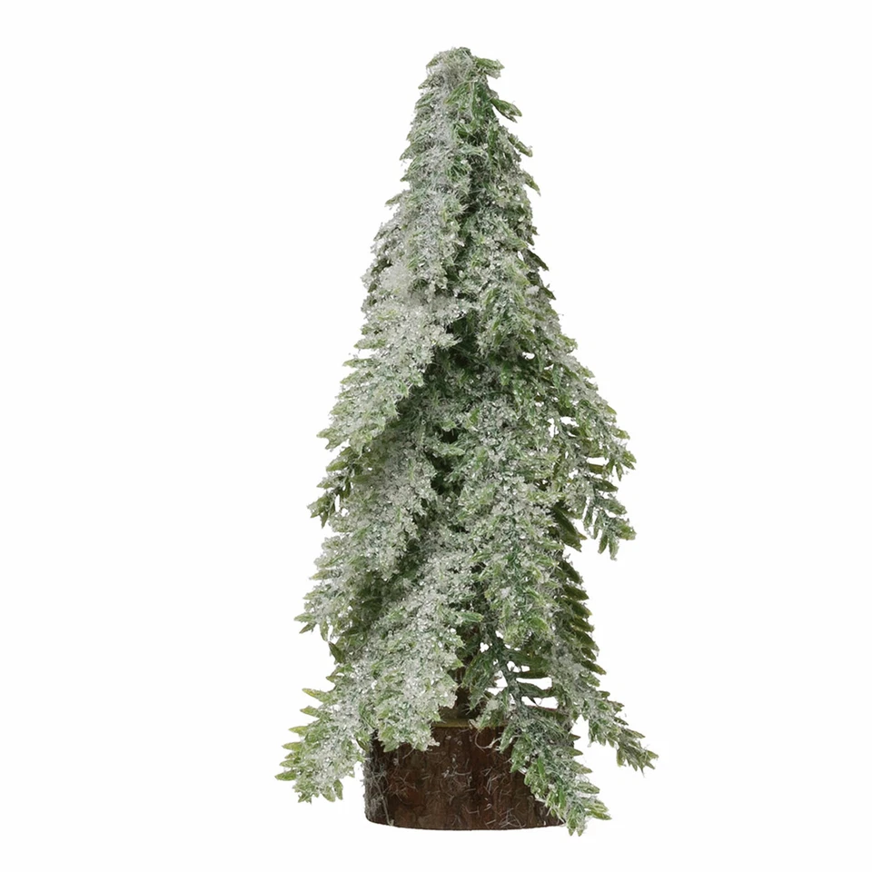4" Wood Base Faux Fir Snowy Green Christmas Tree Village Holiday Home Decor - Image 1 of 1