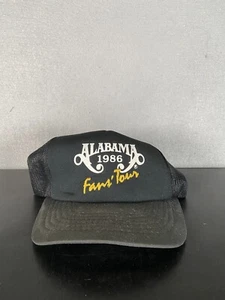 Vintage Alabama 1986 Fan's Tour Trucker Hat Black Snapback Country Band - Picture 1 of 7