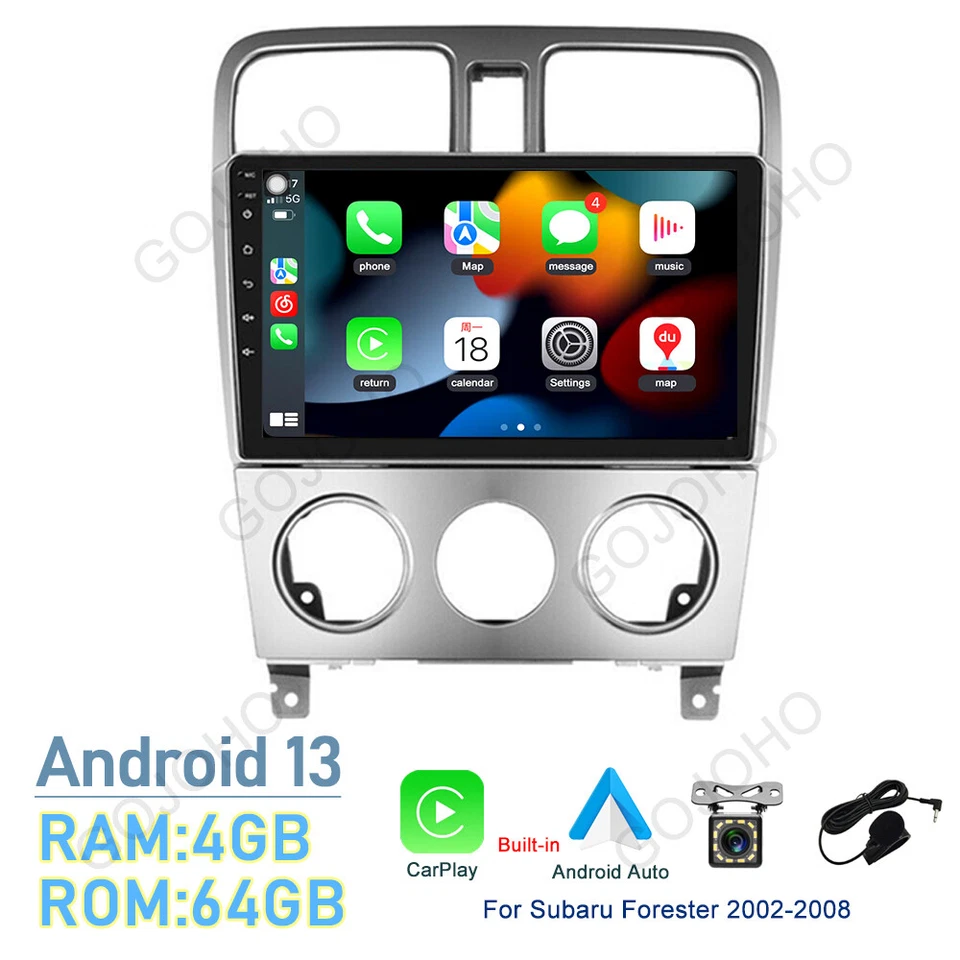 4+64G ANDROID 13 ]CARPLAY CAR STEREO RADIO GPS NAVI FOR SUBARU FORESTER 2002-08 - Image 1 of 4