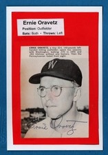 1955 ERNIE ORAVETZ-WASHINGTON SENATORS  AUTOGRAPHED PHOTO W/BIO-(d.2006)
