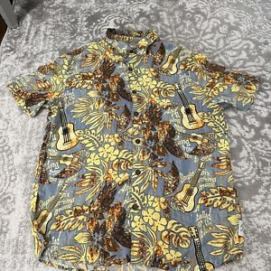 Margaritaville Men’s L Guitar Music Floral Hawaiian Short Sleeve Rayon Shirt