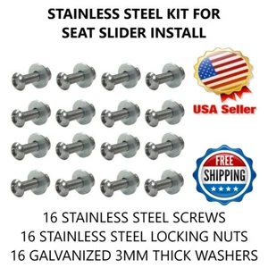 Universal Seat Slider Installation Kit w/ Bolts Washers Locking Nuts for 2 Seats - Bild 1 von 9