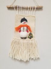 Marry Christmas/Snowman /Weaving Hand Woven Decor Wall Hanging NEW 
