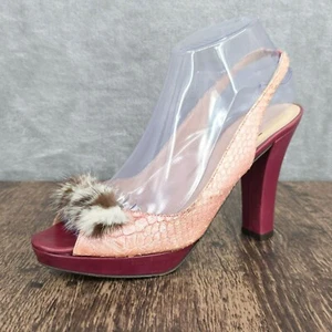 Tacones Kate Spade New York Slingback Peep Toe 8.5 B Rosa Rojo Cuero Piel Escala - Imagen 1 de 16