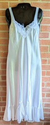 Linea Donatella M Satin Nightgown Wedding Sequin Lace Bead Bow Coquette Romantic - Image 1 of 4