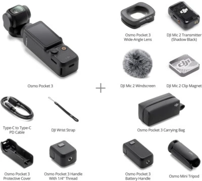 Brand New DJI Osmo Pocket 3 Creator Combo 4K Camera 3-Axis Gimbal Mic Tripod - Image 1 of 4