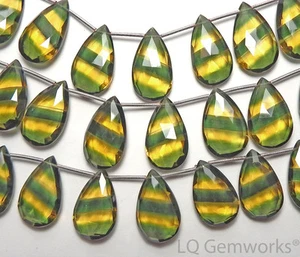 12 pcs Green Yellow HYDRO QUARTZ 24mm Faceted Teardrop Earring Beads /HQ50 - Picture 1 of 1