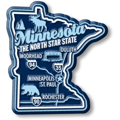 CLASSIC MAGNETS MADE WITH PRIDE IN THE USA Minnesota Premium State Magnet by Classic Magnets, 2.3" x 2.6"