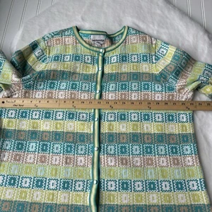 Breckenridge Vintage Cardigan Sweater Spring Yellow Blue Green Cottage Core 1X - Picture 1 of 7