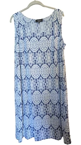 R&M Richards Blue Lace Scoop Sheath Dress Sz 18W Sleeveless Wedding Guest Office - Picture 1 of 7