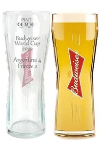 WM 2022 Final Score Budweiser Pint Slim Glas mit Gravur Message Draft - Bild 1 von 4