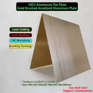 5052 Aluminum Flat Plate Gold Brushed Anodized Al Plate Thick0.5/0.8/1/1.5/2mm - Picture 1 of 14