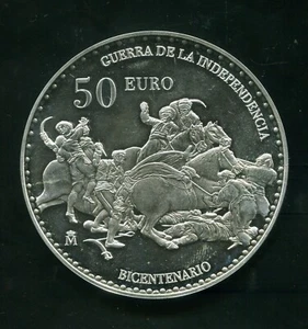 tu_bazar 50 EURO EUROS PLATA 2008 GUERRA DE LA INDEPENDENCIA FNMT PROOF - Imagen 1 de 2