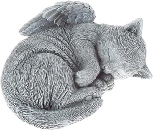 Piedra conmemorativa de gato - Estatua pacífica de ángel gatito dormido para jardín, recuerdo - Imagen 1 de 12