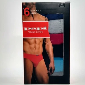 papi 6 Pack Low Rise Premium Cotton Low Rise Briefs SMALL Assorted Colors NEW - Picture 1 of 5