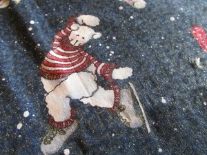 Daisy Kingdom Blue Polar Bear Christmas Cotton Fabric Glitter Ice Skate BTHY - Picture 1 of 5