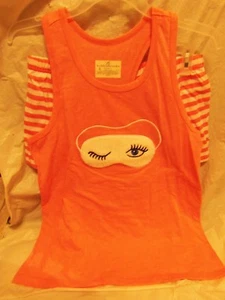 NWT - Ladies Bobbie Brooks 2 Piece Sleepwear Set Peach Eye Mask - SIZE S - Picture 1 of 5