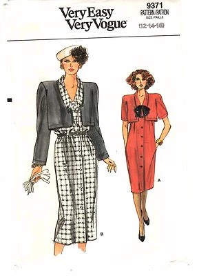 Very Easy Vogue Sewing Pattern Women's DRESS w/ OVERLAY 9371 Size 12-14-16 UNCUT - Image 1 of 4