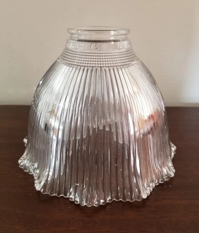 Antique Holophane Reflective Industrial Clear Glass Lamp Ceiling Light Shade #1 Cover
