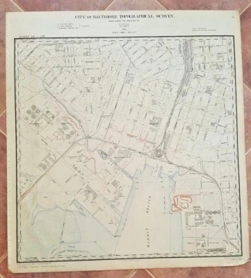 Mapa ANTIGO - Cidade de Baltimore Topog. Pesquisa - 1897/Gwynns Falls/Middle Branch - Imagem 1 de 4