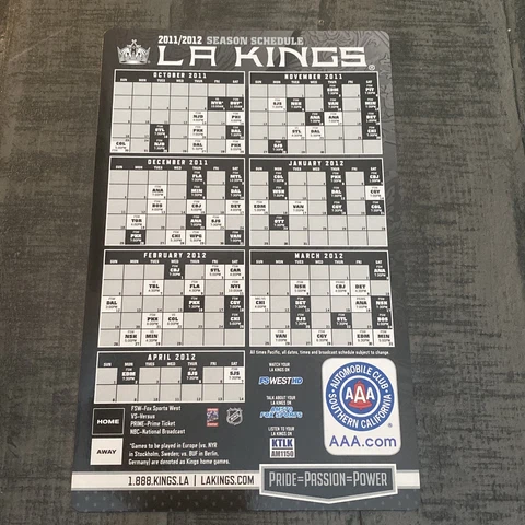 Los Angeles Kings 2011-12 Magnet Season Schedule LA Kings Stanley Cup Champions Cover