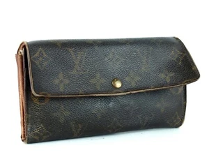LOUIS VUITTON Monogram Canvas & Leather Bifold Envelope Long Wallet Purse France - Picture 1 of 12