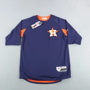 Houston Astros Shirt Men Medium Blue Majestic Cool Base Trainer MLB Baseball NEW - Picture 1 of 12