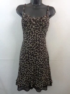 Ann Taylor Kleid Damen 10P braun beige 100% Seide Spaghettiträger Lagenlook Rock - Bild 1 von 14