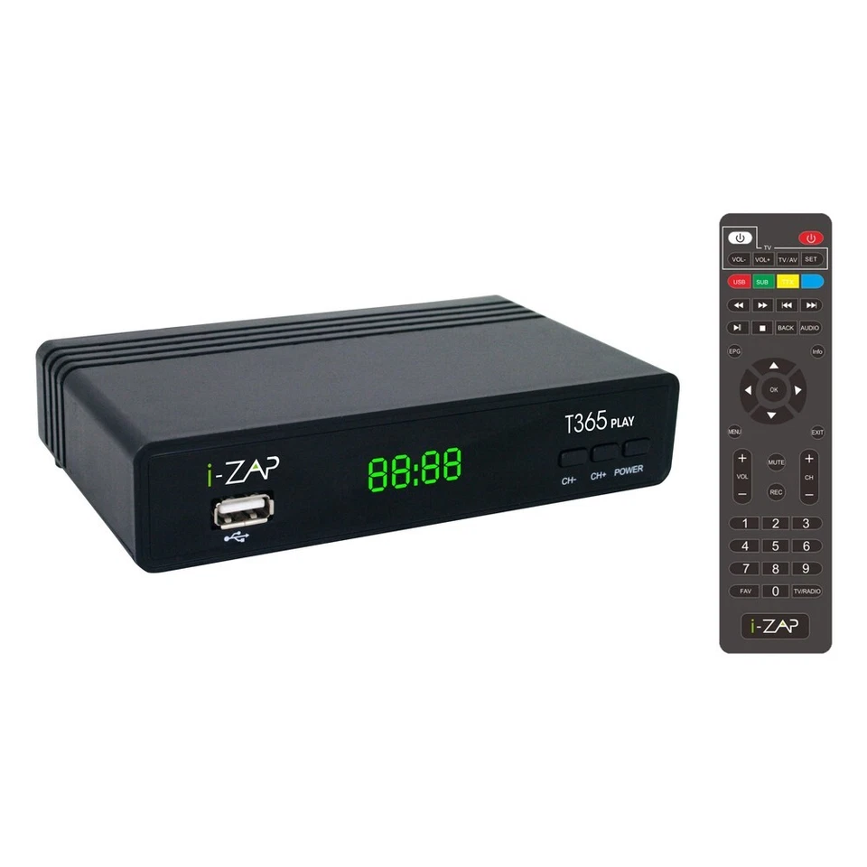 i-ZAP T365 Play -Decoder Digitale Terrestre HD DVB T2 HVEC - Immagine 1 di 1