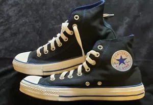 Vintage Converse Chuck Taylor High-Top Sneaker neu selten schwarz, blau besetzt/gefüttert - Bild 1 von 7