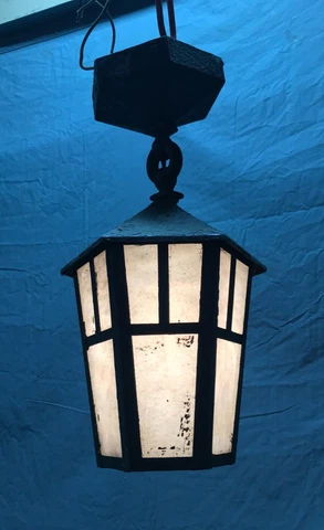 Antique Mission VTG Metal Milk Glass Porch Ceiling Light Fixture Old 1113-23B Cover
