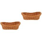 Set Of 2 Woven Basket Plastic Stackable Bread Coffee Table Tray
