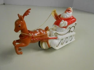 Vintage Elmar Santa and Sleigh with Reindeer Friction Toy - Picture 1 of 8