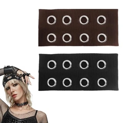 Втулка обруч для волос черный и коричневый (2 шт.) отверстие обруч для волос панк стиль широкий ободок  - Изображение 1 из 4