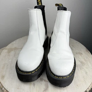 Dr. Martens Damen Weiß Leder Chelsea Boots Größe 7 Quad Plateau 2976 Y2K 90 - Bild 1 von 8