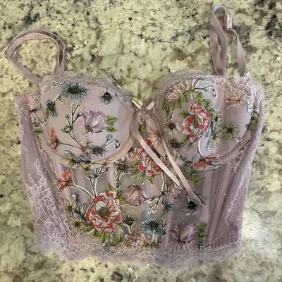 Corsé Bustier Victoria's Secret Dream Angels Bordado Floral Transparente 32D Foto 1 de 4