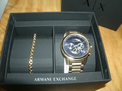 Reloj para hombre Armani Exchange Banks cronógrafo cuarzo esfera azul AX7151SET Foto 1 de 4
